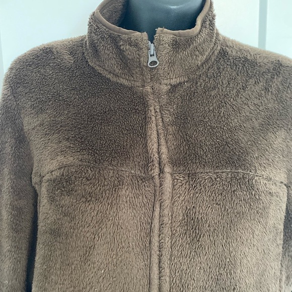 Lands' End Brown Fluffy Fleece Jacket Pullover Size Medium - Picture 6 of 7